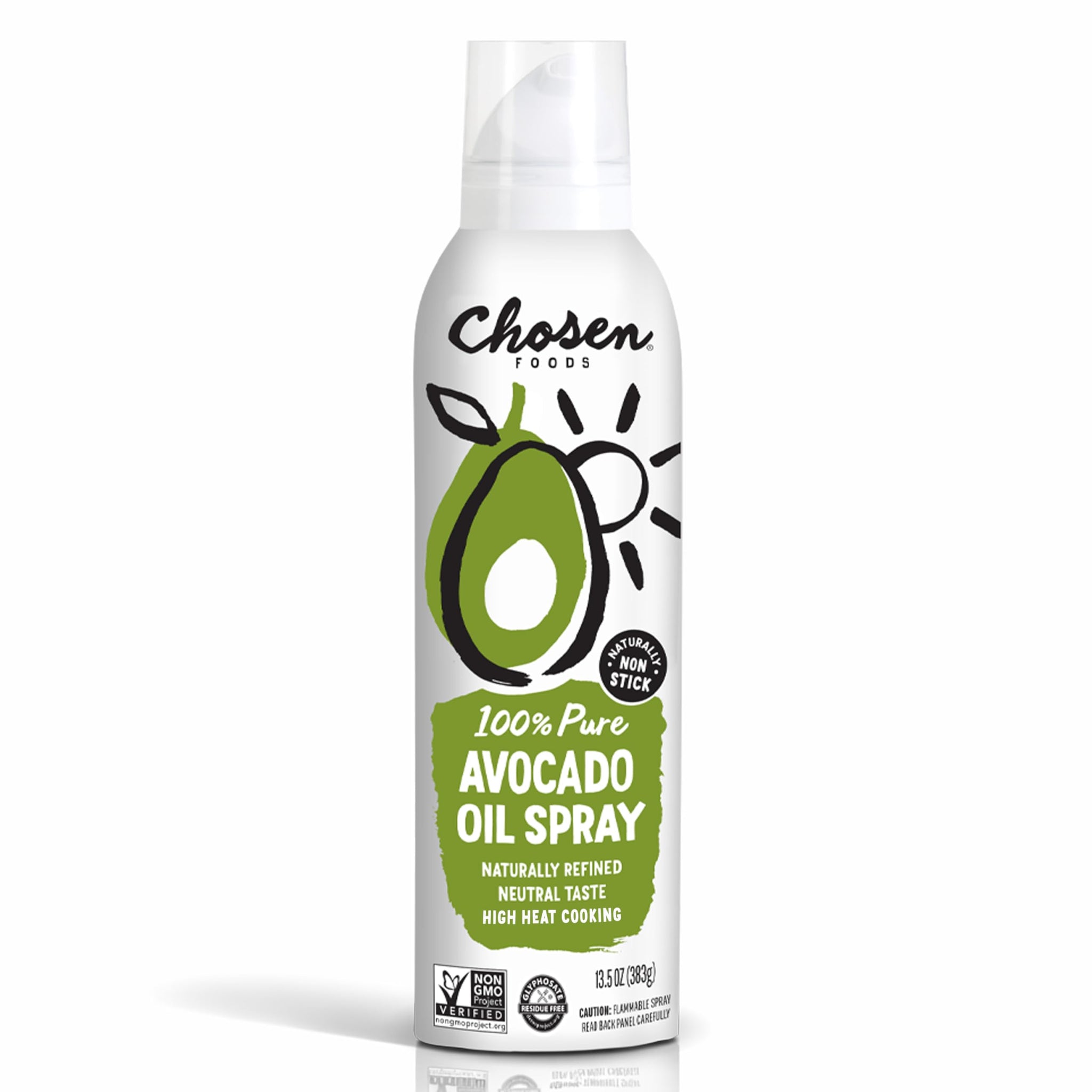Chosen Foods Avocado Oil Spray, 13.5 Oz - All Purpose Cooking Spray made with 100% pure avocados - Non-GMO, Gluten-Free, Keto Friendly - (Pack Of 1)