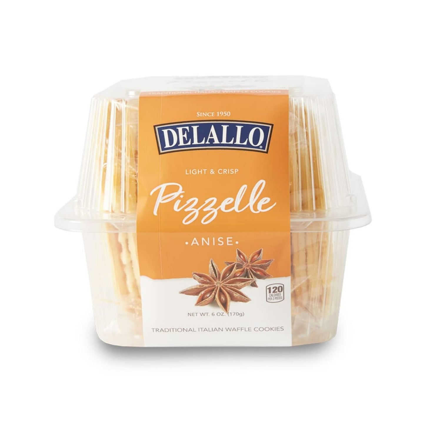 DeLallo Anise Pizzelle Cookies, (2-Pack) Anise Cookies with Light Waffle Texture, Sweet Licorice Flavor, Authentic Italian Baked Cookies, Non-GMO