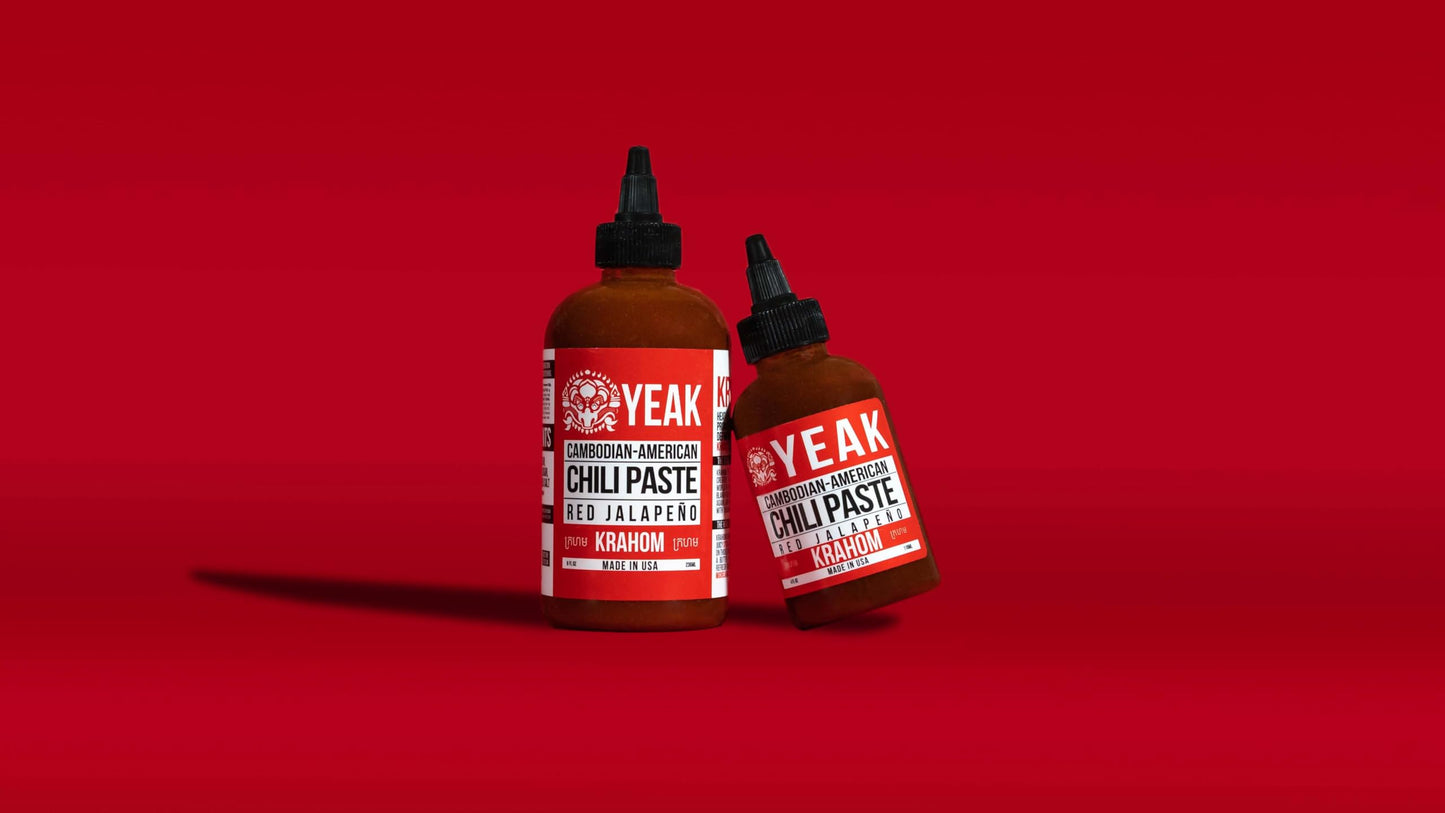 Yeak Inc Hot Sauce Krahom Chili Paste for Steaks Noodles Tacos Eggs Home Made Cambodian-American (Red Jalapeno KRAHOM Chili Paste)