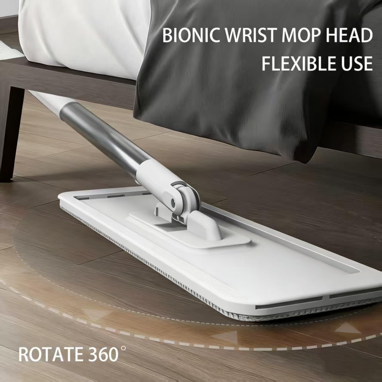 Hands-Free Self Wringing Flat Mop - Microfiber Floor Cleaning Tool with Washable Pads, Scrub Brush, Squeegee (1 Mop+6 Pads+1 Brush+1 Glass Wiper)