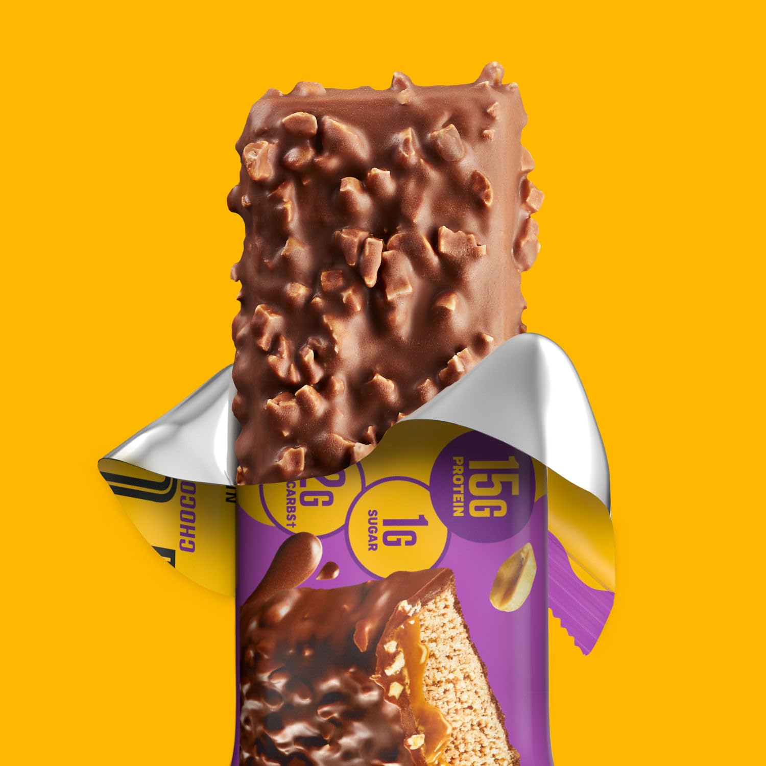 FULFIL Protein Snack Bars, Chocolate Peanut Caramel Flavored, Gluten Free with 15g Protein, Pantry Staples, 12 Count