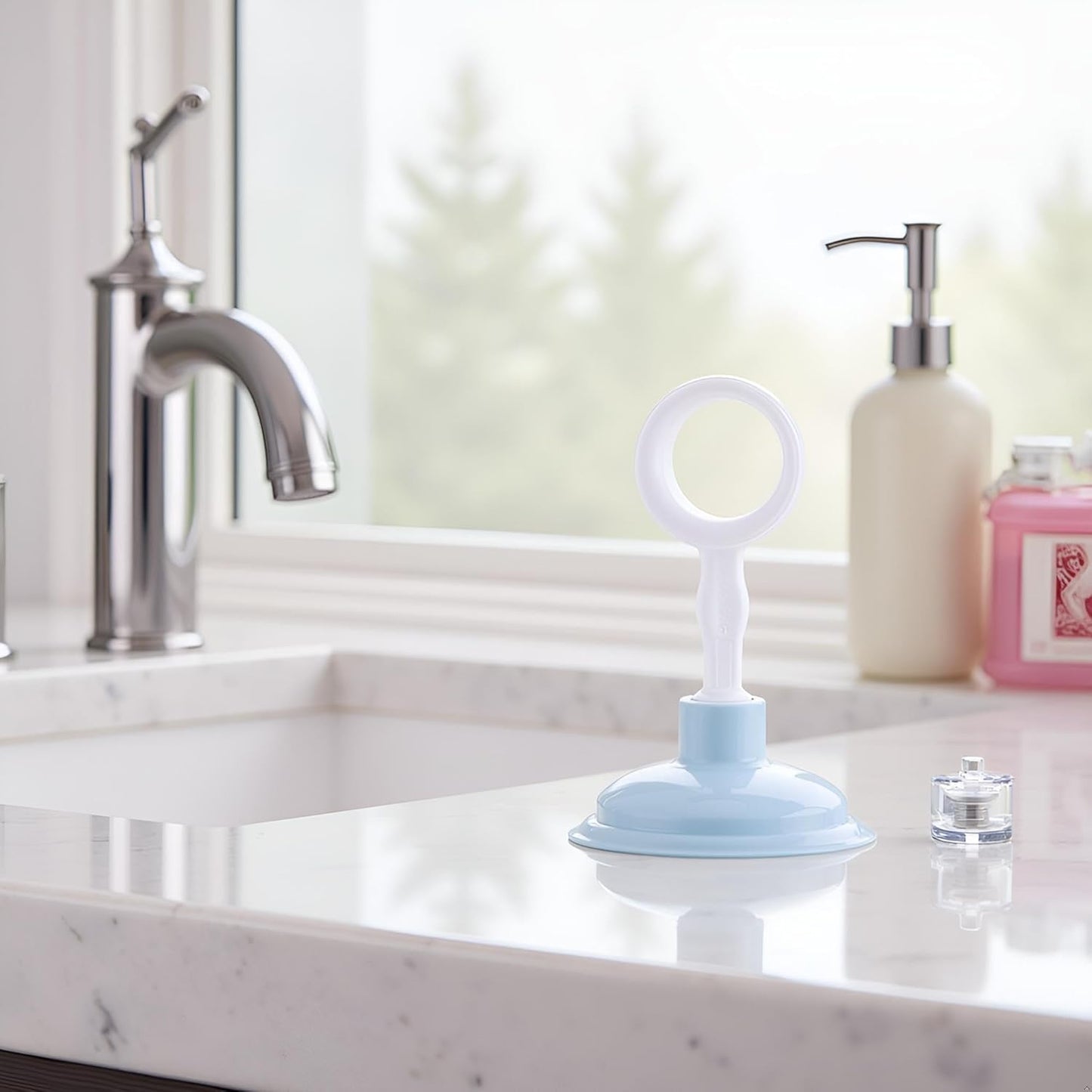 2 Pcs Blue Sink Plunger,Bathroom Small Drain Plunger Portable Kitchen Sink Drains Suction Cup Liquid Plumber Clog Remover Easy To Unclog,Drain