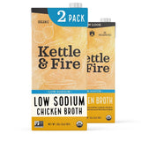Low Sodium Chicken Broth - Pack of 2 - Organic Cooking Stock, Real Bones Not Powder, Protein, Keto, Paleo, GF, Whole 30 Diet Friendly, Natural Soup