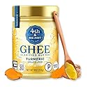 4th & Heart Turmeric Grass-Fed Ghee, Clarified Butter, 100% Butter Fat, Pasture-Raised, Lactose & Casein Free, High Smoke Point Cooking Oil, Keto