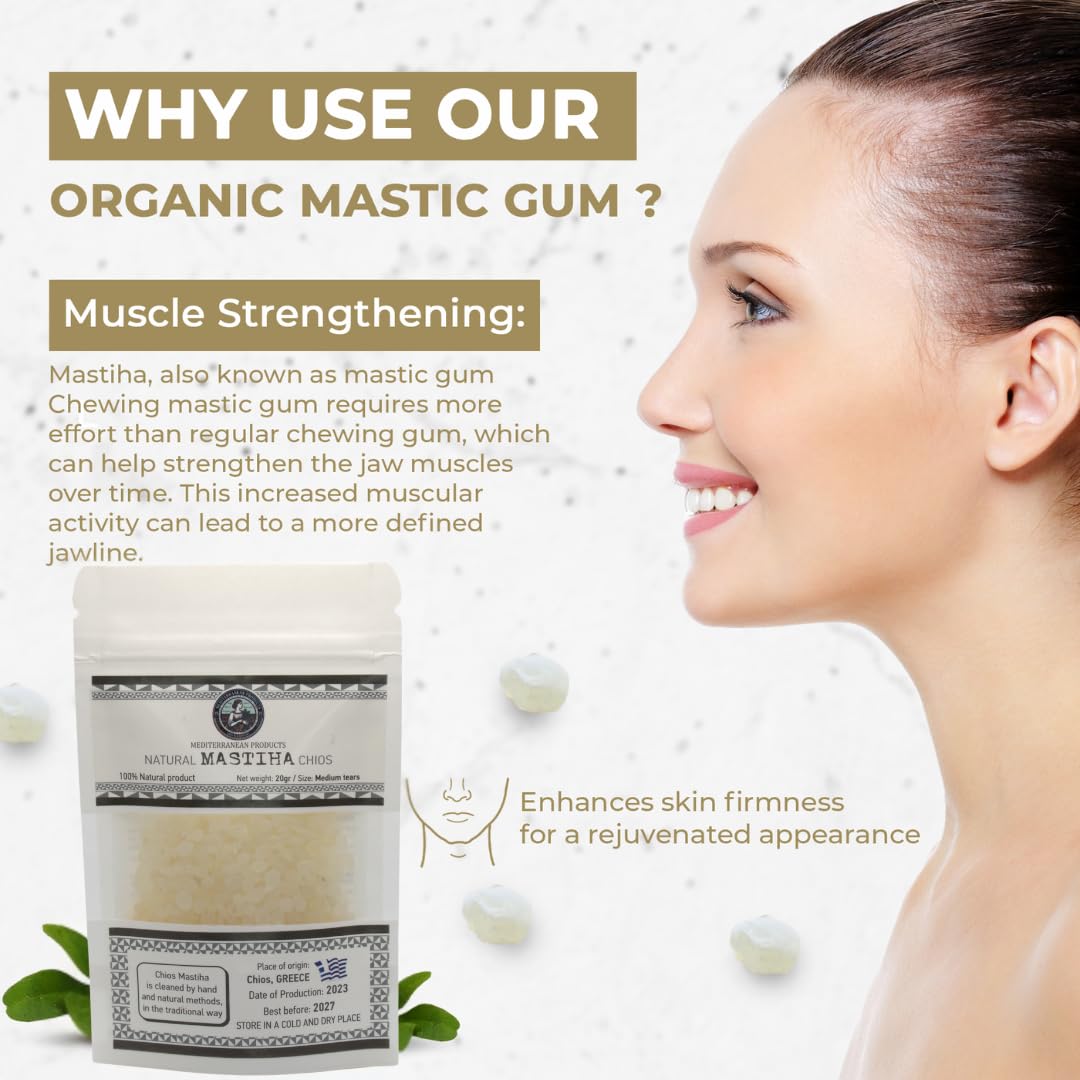 Organic Mastiha Chios 20G - 100% Natural Greek Mastic Gum, Gluten-Free & Sugar-Free Vegan Resin from Greek Farmers, Authentic Mastiha Tears for Daily