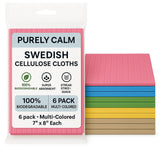 Purely Calm - Swedish Cloth 6 Pack for Kitchen, Eco-Friendly Reusable Dish Towels, Absorbent and Odor-Free Cleaning Cloths for Home