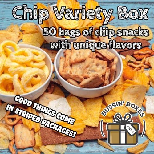 Assorted Chips Variety Pack - 50 Count Snack Box with Potato Chips, Pretzels, Popcorn, and Crunchy Snacks - Individually Wrapped for School, Office