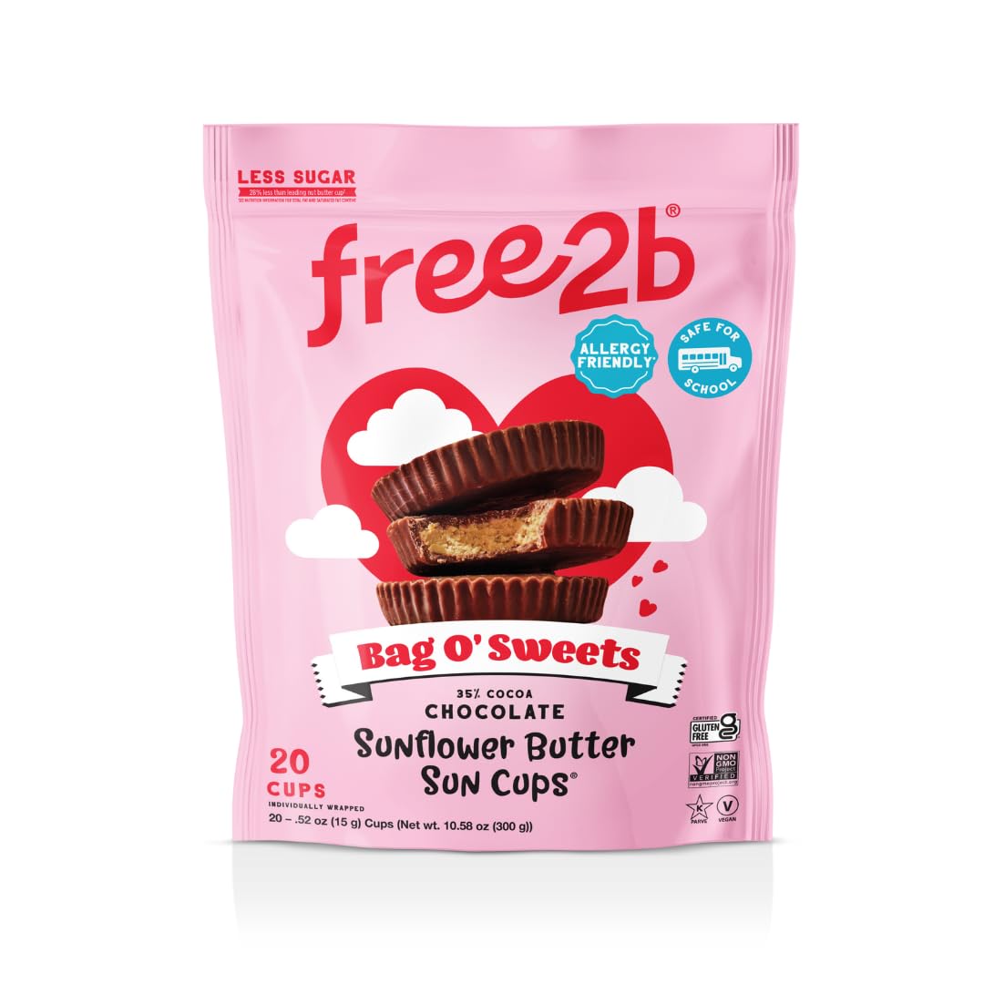 Free2b Bag O' Sweets Mother's Day Collection of Sunflower Butter Sun Cups, Safe for Schools and Allergy Friendly, Gluten-Free, Dairy-Free, Nut-Free