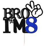Bro I'm 8 Cake Topper- 8th Birthday Cake Picks, Officially Teenager Cake Topper, Boy 8th Birthday Cake Decorations - 8 Years Old - Big Brother 8th