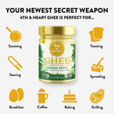 4th & Heart Turmeric Grass-Fed Ghee, Clarified Butter, 100% Butter Fat, Pasture-Raised, Lactose & Casein Free, High Smoke Point Cooking Oil, Keto