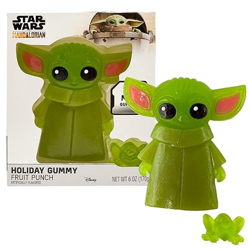 Galerie Star Wars The Mandalorian Grogu Gummy Candy with Mini Frog Treat, Fruit Punch Flavored Party Favors, Easter Basket Stuffers for Kids, 6 Ounces
