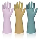 Reusable Kitchen Dishwashing Gloves - 3 Pairs Rubber Household Cleaning Gloves, Flexible and Durable & Non-slip Cleaning Gloves, Great for Kitchen