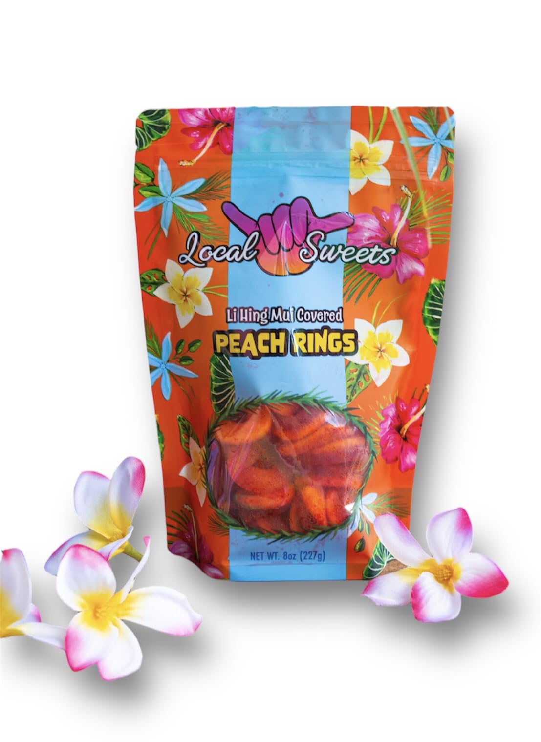 Local Sweets Li Hing Mui Peach Rings, Hawaiian Candy, (8.0, Ounces), Orange