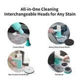 SCRIB-X Dual-Rotation Electric Scrubber - IPX5 Waterproof Multi-Surface Cleaning Brush for Bathroom, Kitchen, Tile, Glass & More - Includes 4 Brush