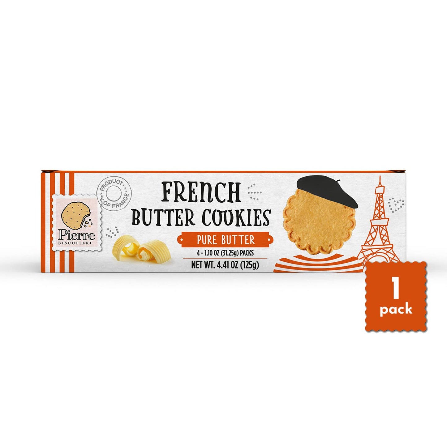 Pierre Biscuiterie French Butter Cookies 22% Butter 4.41 Ounce (Pack of 1)