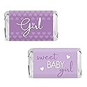 Purple Baby Shower Sticker Candy Bar Wrappers for Chocolate Miniatures, It's a Girl Party Favor Labels, Lavender Baby Shower Decorations - 42 Count