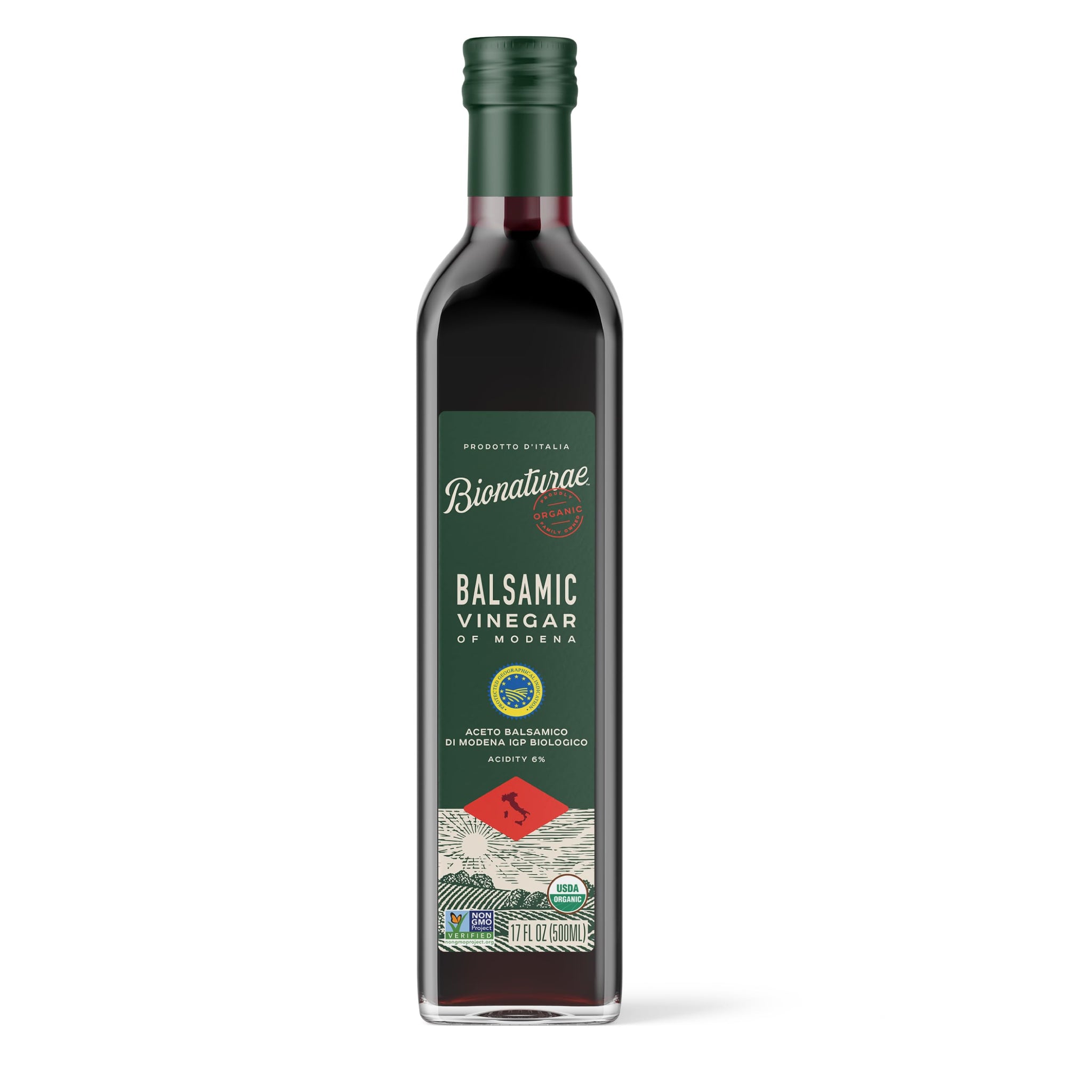 Bionaturae Vinegar Balsamic - Organic Balsamic Vinegar, Modena Balsamic Vinegar, Acidity 6%, USDA Certified Organic, Recyclable Glass, 100% Authentic