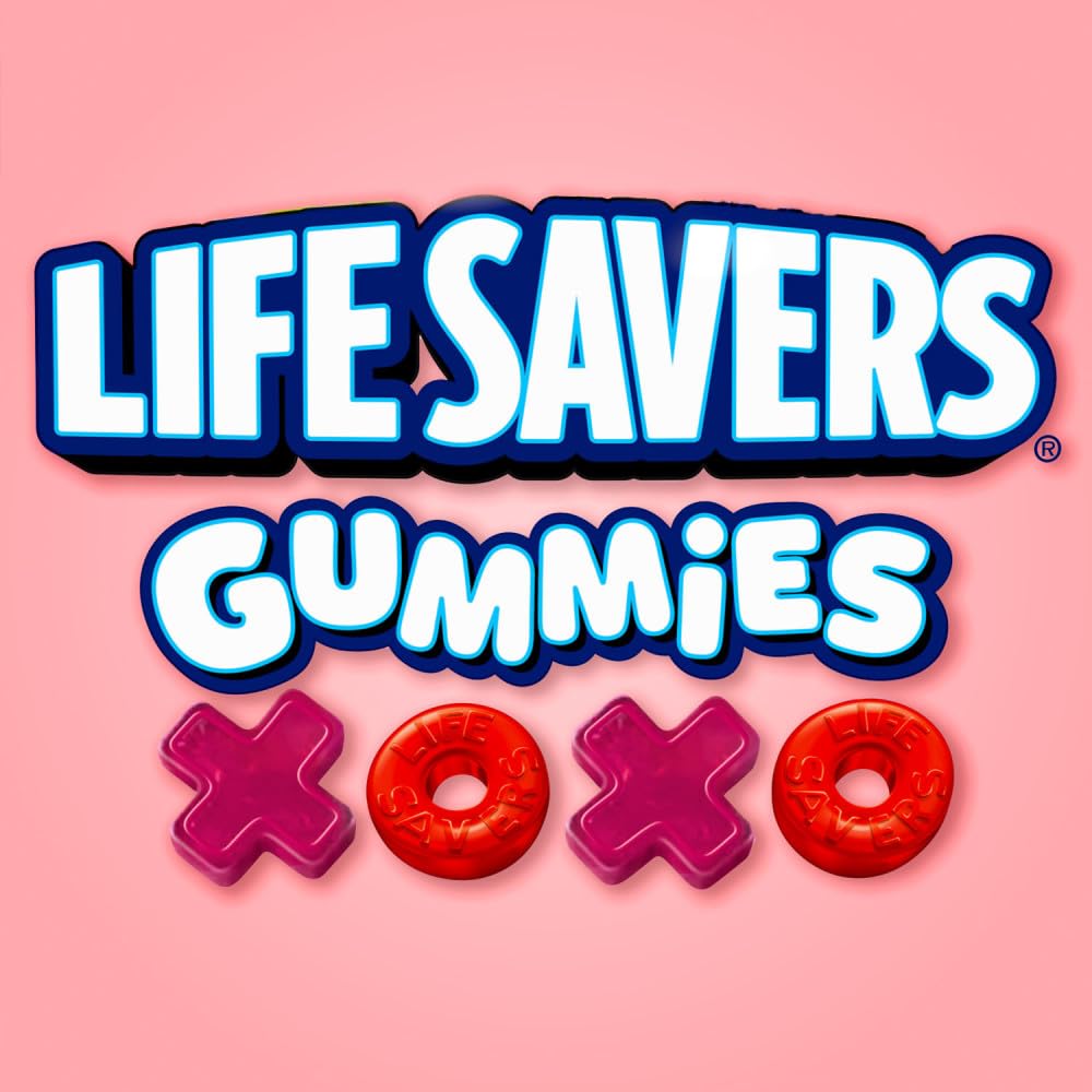 LIFE SAVERS Gummies Wild Berries Message Hearts & Rings, Valentines Day Candy, 8 oz Heart Box, Gummy Candy