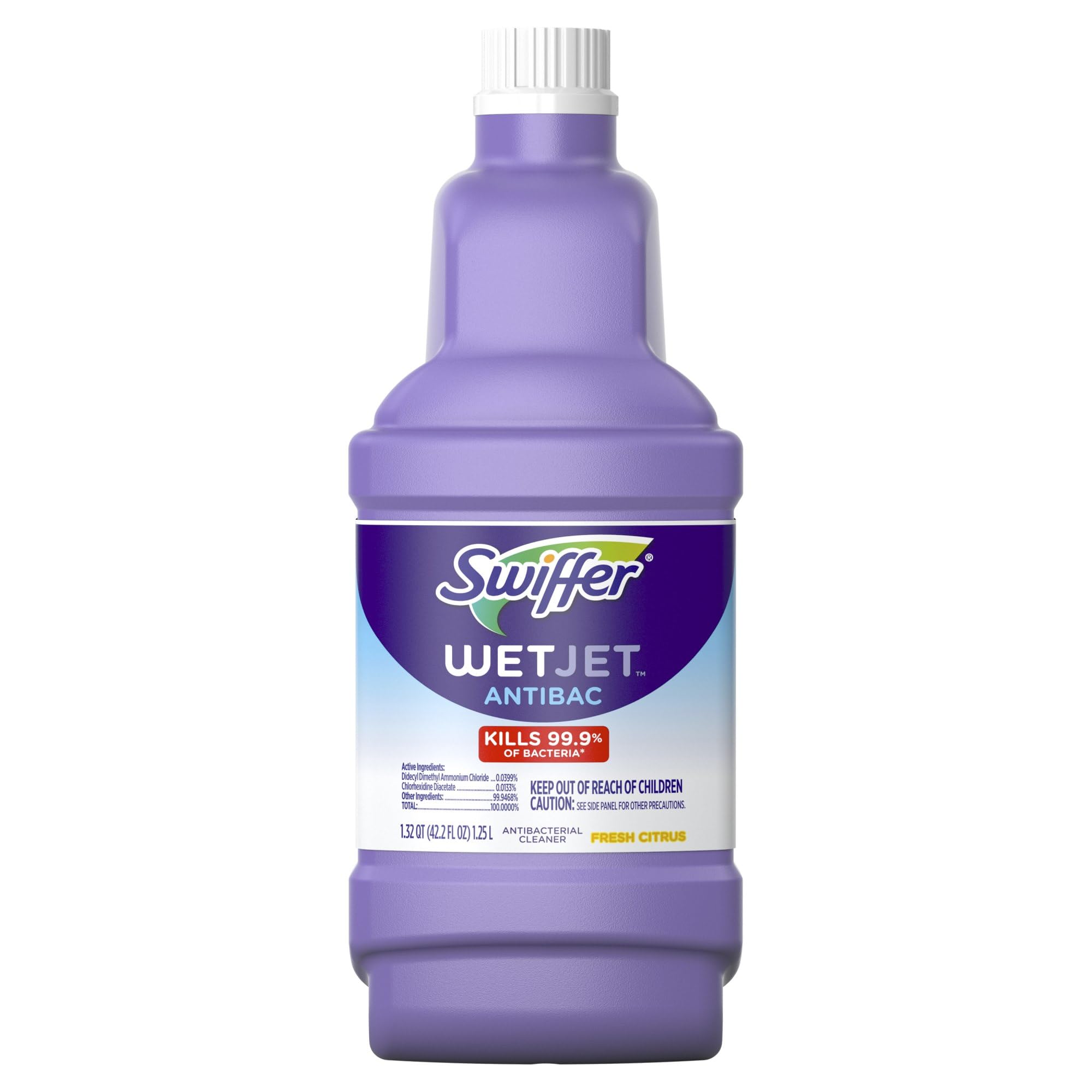 Swiffer WetJet Antibacterial Solution Refill for Floor Mopping and Cleaning, All Purpose Multi Surface Floor Cleaning Solution, Fresh Citrus Scent