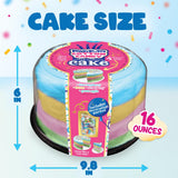 PartyPuffs Jumbo Cotton Candy Cake 13oz - Slices Like Real Cake - Strawberry Apple Blue Raspberry Lemon - Crunchy Candy Topping - Ready to Serve