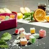 Tafe Traditional Turkish Delight - Mixed Fruit Flavored Lokum (Rose, Tangerine, Apple) - Premium Hexagonal Gift Box - Authentic Soft Candy Assortment