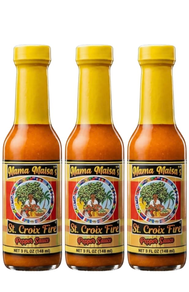 Mama Maisa’s St. Croix Fire Scotch Bonnet Pepper Sauce, 15 fl oz - Authentic Caribbean Hot Sauce with Curry, Mustard & Garlic - Gourmet Island Pepper