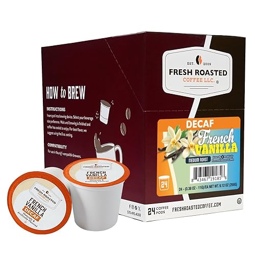 Fresh Roasted Coffee, Decaf French Vanilla, Flavored Coffee Pods, K-Cup Compatible, 24 Count