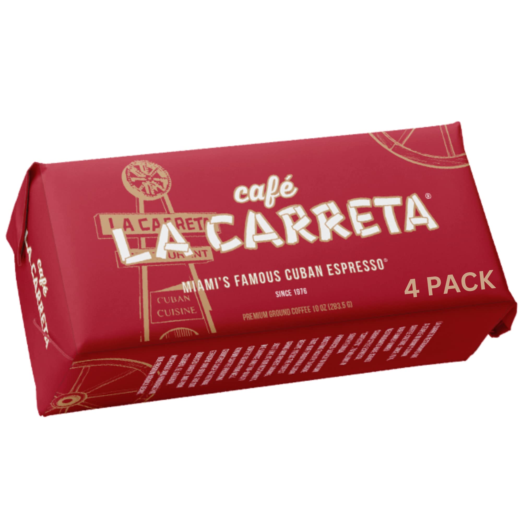 Cafe La Carreta Dark Roast Espresso Coffee 10 oz Miami Cuban style Espresso Ground Coffee