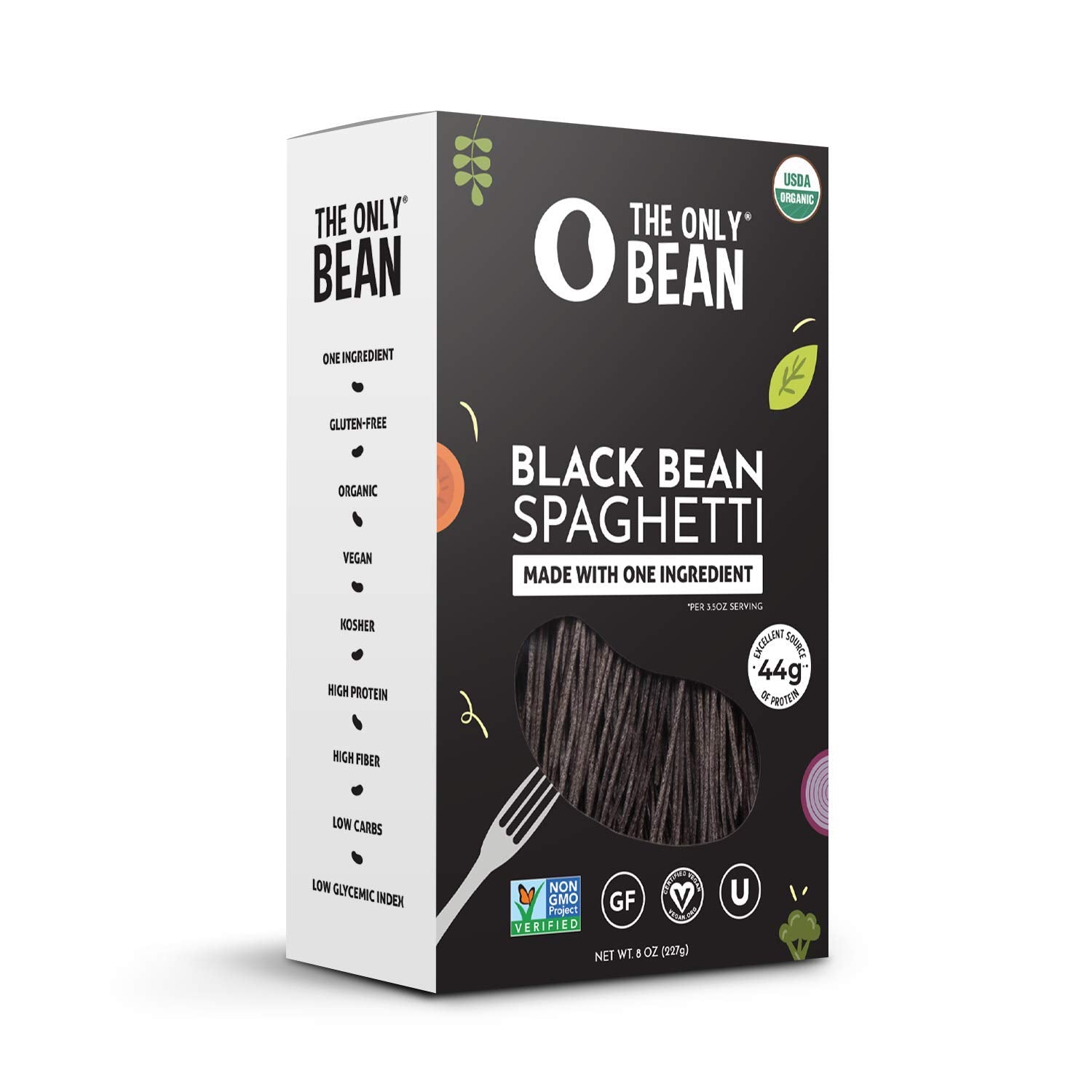 The Only Bean - Organic Black Bean Spaghetti Pasta - High Protein, Keto Friendly, Gluten-Free, Vegan, Non-GMO, Kosher, Low Carb, Plant-Based Bean