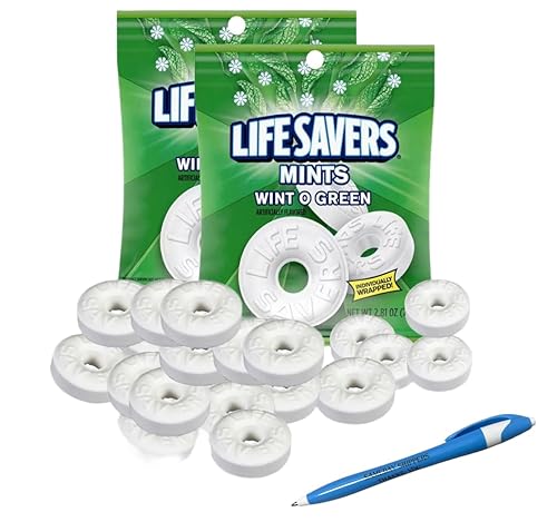 LIFESAVERS (Winto -O - Mint) | LifeSavers Hard Candy Breath Mints & Refreshing Taste | Flavored Individually Wrapped LifeSaver (Wint-O-Green - 2 Bags