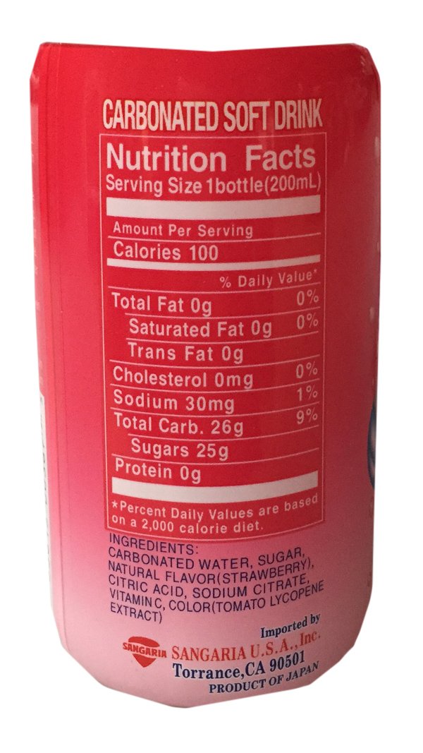 Sangaria Ramune Premium Carbonated Soft Drink 6.76 fl oz per Bottle (Strawberry, 6 Bottle)