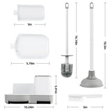 Toilet Brush and Plunger Set, 3 in 1 Toilet Bowl Brush and Holder with Crevice Cleaning Brush Wall Mounted Household Bathroom Cleaning Tools Plunger