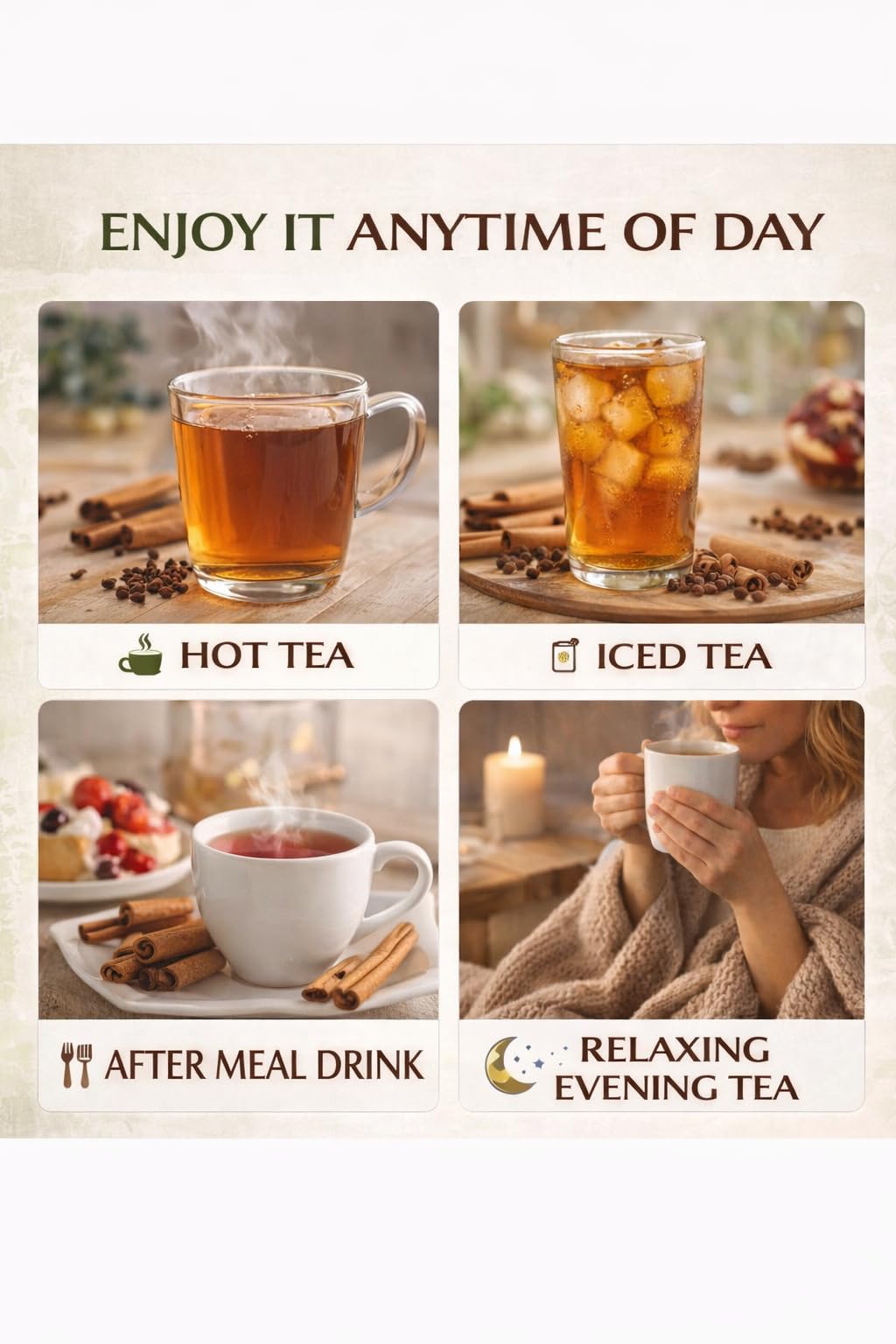 Blentolia Cinnamon & Clove Herbal Tea Bags - Caffeine-Free, All Natural, Whole Dried & Cut Spices - 30 Tea Bags