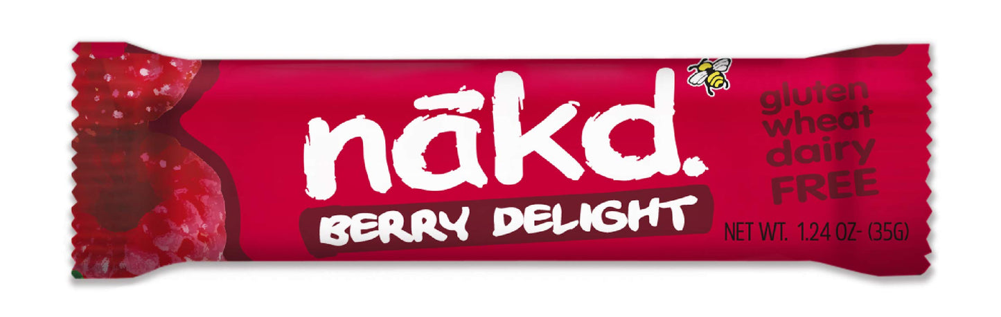Nakd Bars, Berry Delight Raw Fruit and Nuts, Gluten Free, Vegan, 18 Count