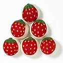 Bright Habits Upcycled Oversized New Zealand Wool Dryer Ball Set Strawberry Design, Handmade Fair Trade Eco Friendly Reusable Wool Dryer Balls