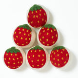 Bright Habits Upcycled Oversized New Zealand Wool Dryer Ball Set Strawberry Design, Handmade Fair Trade Eco Friendly Reusable Wool Dryer Balls
