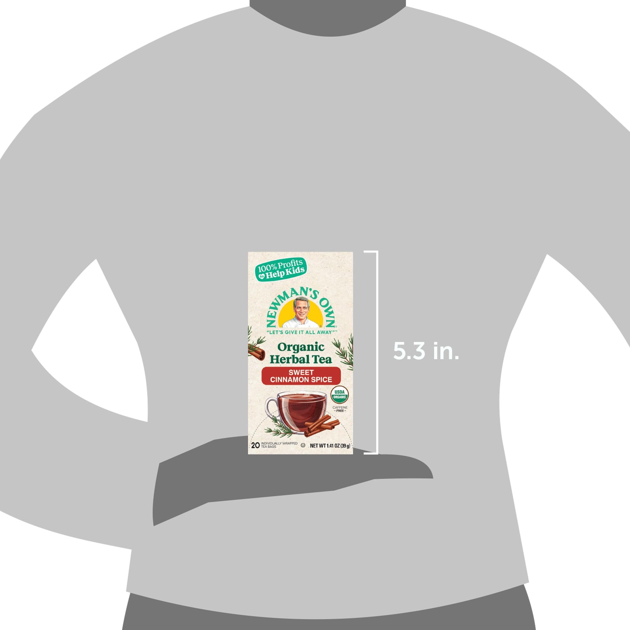 Newman's Own Organic Sweet Cinnamon Spice Herbal Tea with Rooibos Tea with Organic Ginger 20 Individually Wrapped Tea Bags Per Box (Pack of 2) USDA
