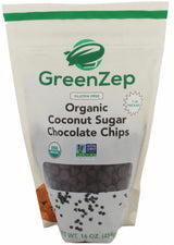 Coconut Sugar Organic Chocolate Chips for Baking, 4 Simple Ingredients, Dairy Free, Soy Free, Gluten Free Dessert, Non GMO, Vegan, Healthy Caffeine Free Substitute for Chocolate, Perfect for Snacks, 16 Ounce 1 Pound Bag, By GreenZep