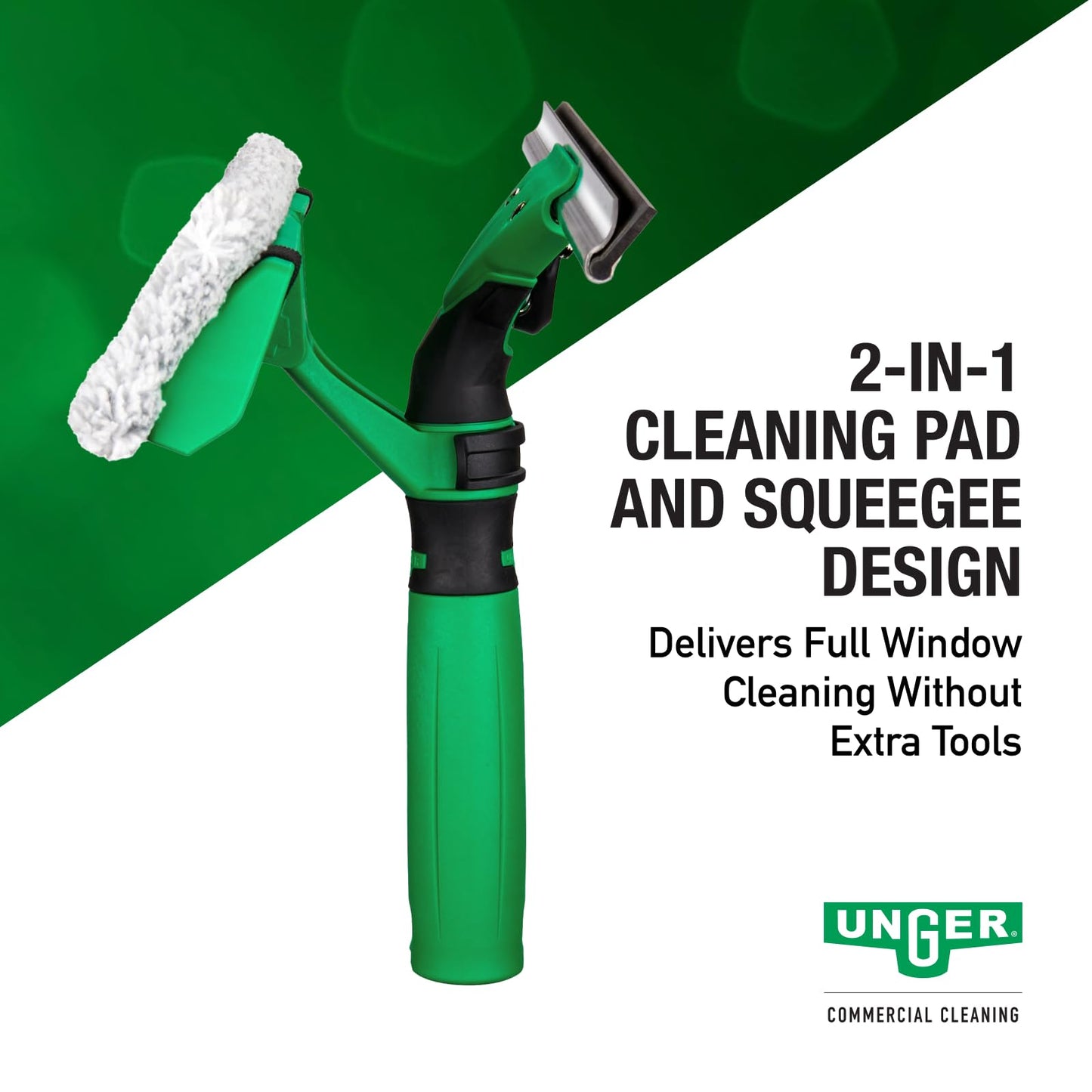 Unger Commerical VisaVersa Window Cleaning Washer and Squeegee Pro Tool 14”/35cm - 2-in-1 Design with Microfiber Pad for Window Cleaners - VV350