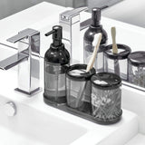 iDesign Finn Bowl Brush and Holder, Toilet Cleaning Set for Bathroom-Black/Smoke, 2 Each