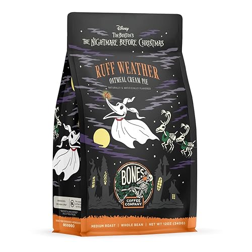 Bones Coffee Company The Nightmare Before Christmas Ruff Weather Flavored Coffee Beans, Whole Bean Coffee Medium Roast Low Acid, Oatmeal Creampie