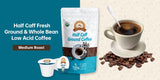 Alex's Low Acid Organic Coffee 12oz Bag - Half Caff Fresh Ground (Pack of 1)