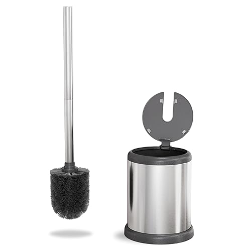 ToiletTree Products Toilet Brush with Lid - Sleek Toilet Bowl Brush and Holder - Toilet Scrubber Brush Set with Heavy-Weight Base - Lidded Toilet Bowl