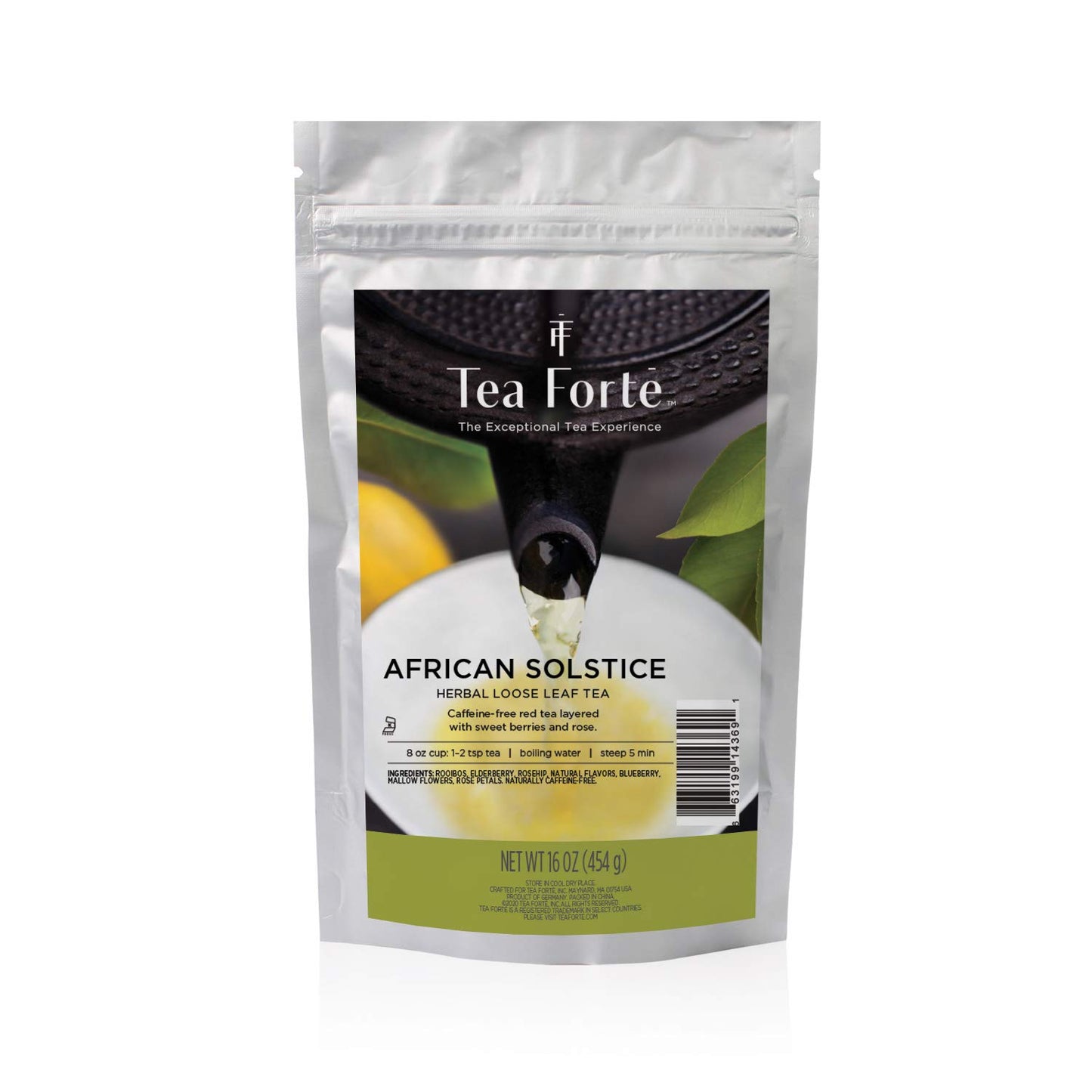 Tea Forte Premium Loose Leaf Tea Blend, Resealable 1 Pound Bag, Makes 160-175 Cups, African Solstice