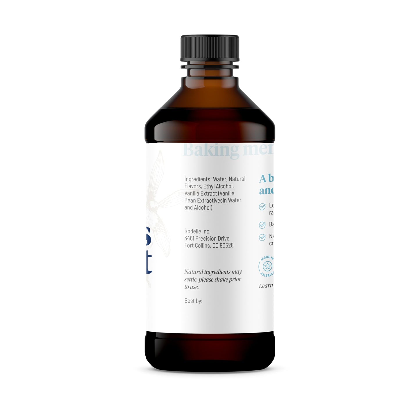 Rodelle Organic Baker's Extract Blend of Pure Vanilla Extract and Other Natural Flavors Gluten Free Made in USA, 4 Ounce