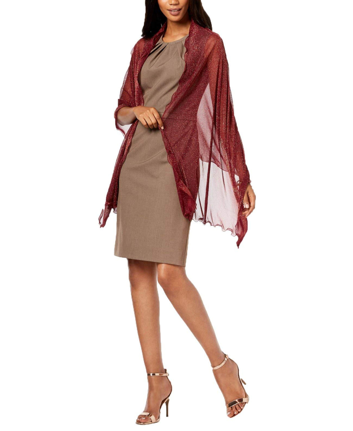 INC International Concepts Ruffle-Edge Metallic Evening Wrap (Purple)