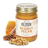 Big Spoon Roasters Peanut Pecan Butter W/Organic Wildflower Honey & Sea Salt - Raw Honey Low Sugar Peanut Butter - Creamy Peanut Butter With Pecans