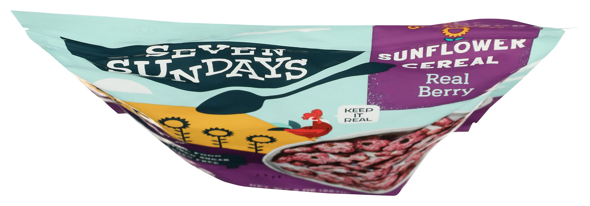 Seven Sundays Sunflower Cereal, Real Berry, 8 Oz Bag, Grain & Gluten Free, 5g Upcycled Protein, 0g Refined Sugar, Crunchy Fruity Snack