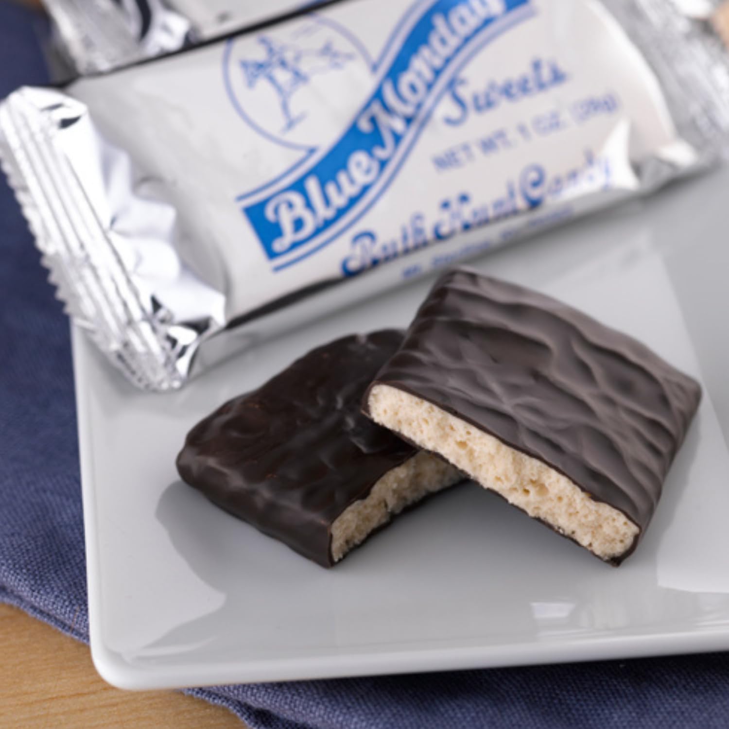 Blue Monday Pulled Cream Candy Dark Chocolate Bars - Box of 24 Original Flavor
