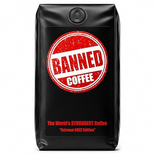 Banned Coffee™ Ground - World’s Strongest High Caffeine Coffee That Shouldn’t Be Allowed - Bold Medium-Dark Roast Arabica & Robusta Blend - Extreme